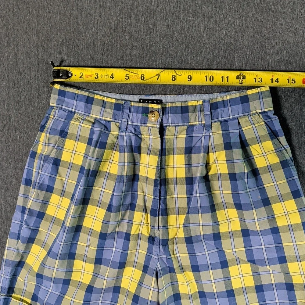 TOMMY HILFIGER Vtg Blue/Yellow Plaid Shorts Womens Sz 8 W28
